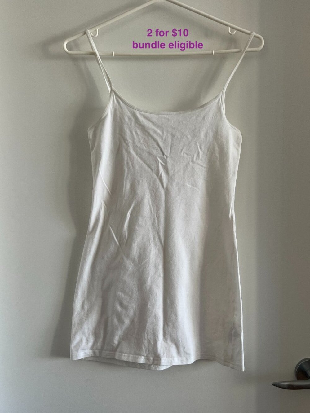 H&M Divided Long Cami Top Spaghetti Strap in White